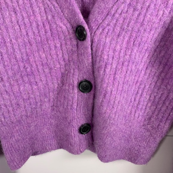 & Other Stories Cardigan Sweater Alpaca & Wool Purple Cropped Women M Coquette - Picture 6 of 11